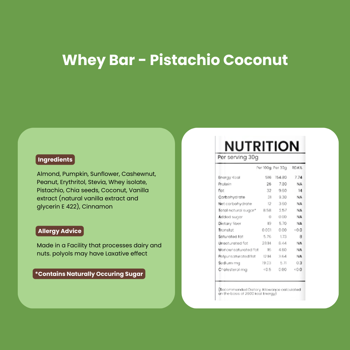 Whey Bar | Pistachio Coconut