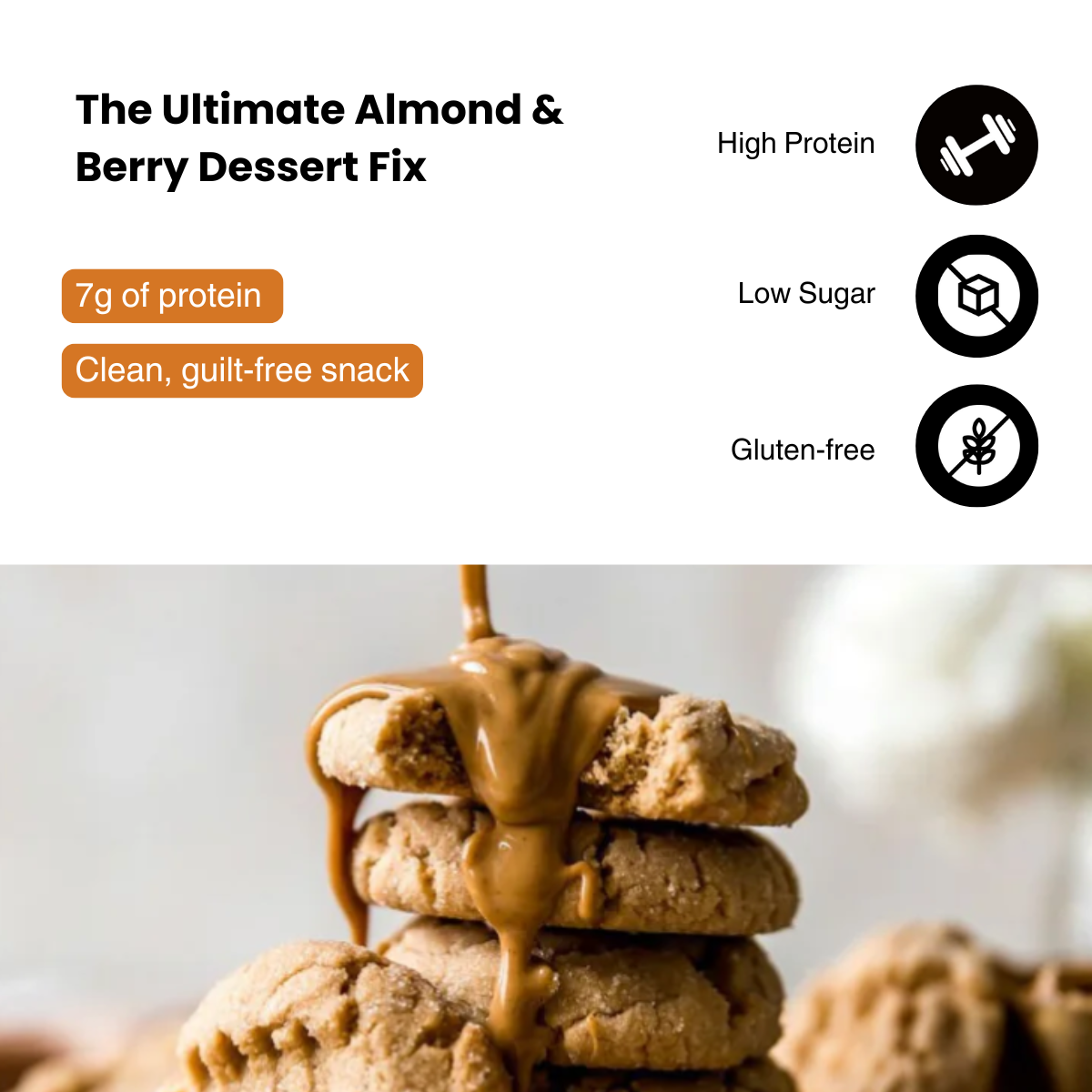 Dessert Cookies | Almond Berry | High-Protein, No Added Sugar