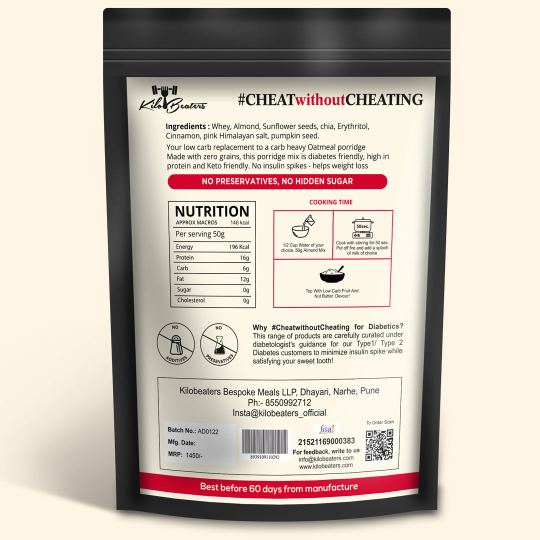Almond Breakfast Porridge Mix - Instant no oats oatmeal - 1Kg