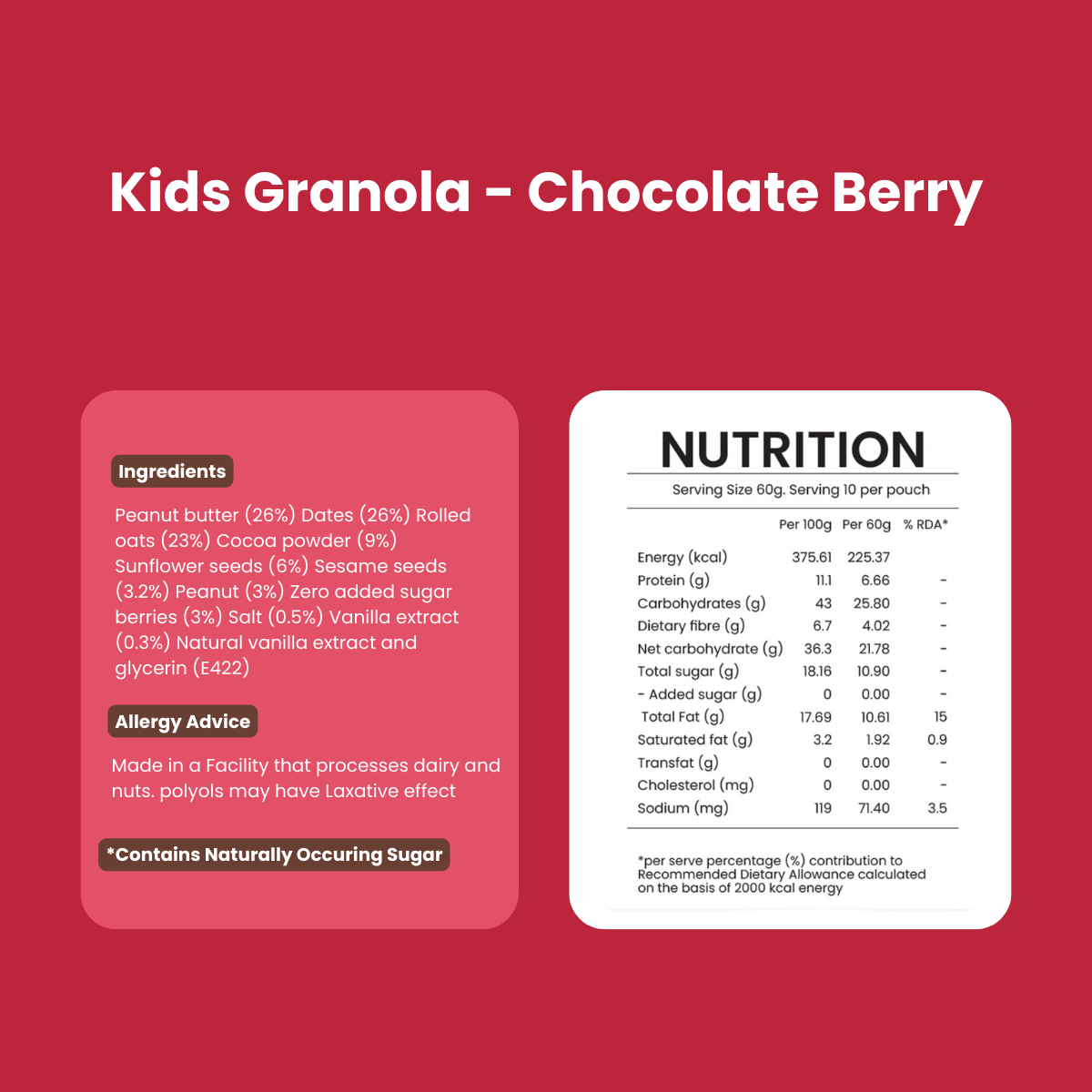 Kids Granola | Chocolate Berry | Healthy Protein-Packed Snack