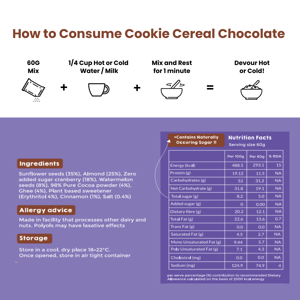 Chocolate Cookie Cereal - High-Protein Breakfast Alternative