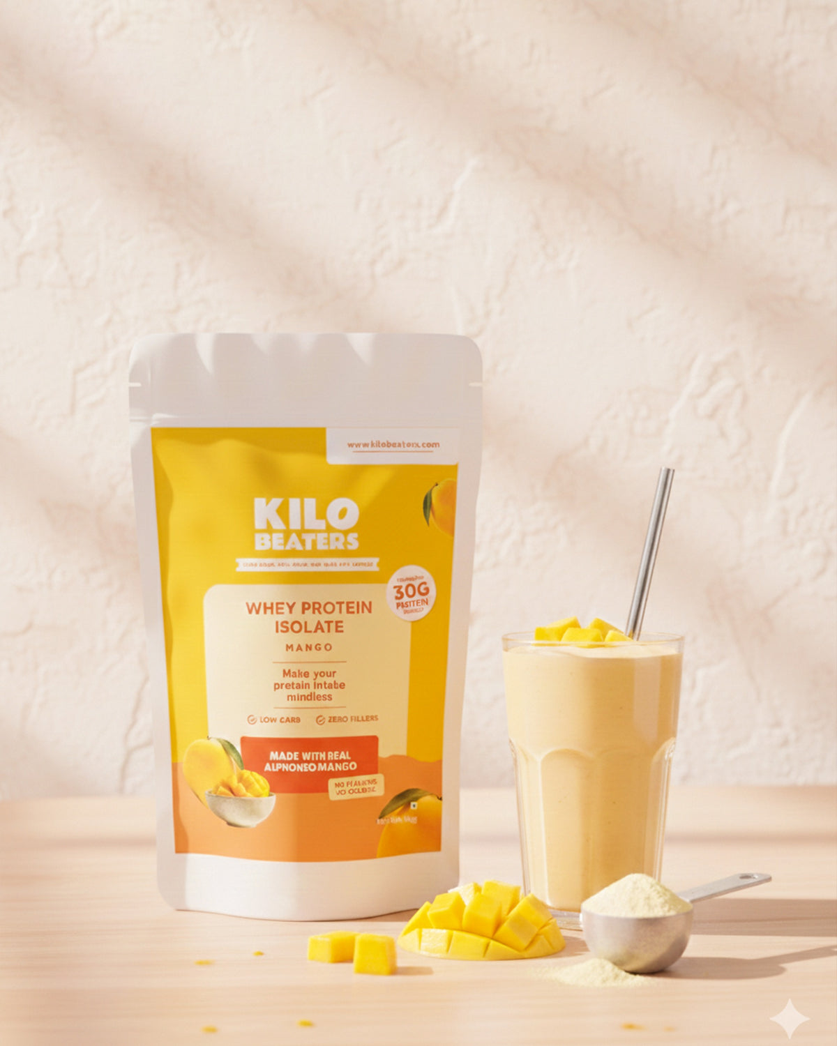 Mango Whey Protein Isolate | 30g Protein, 5.6g BCAA & 35% Real Alphonso Mango Per Scoop | Zero Added Sugar, Zero Fillers