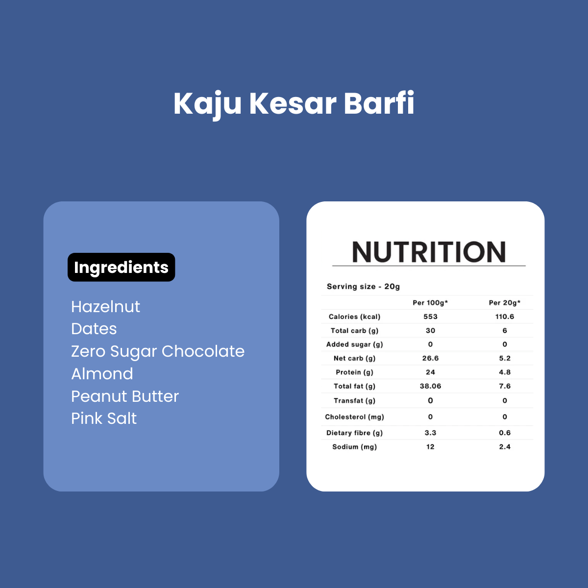 Kaju Kesar Barfi | Zero Added Sugar | Keto Friendly