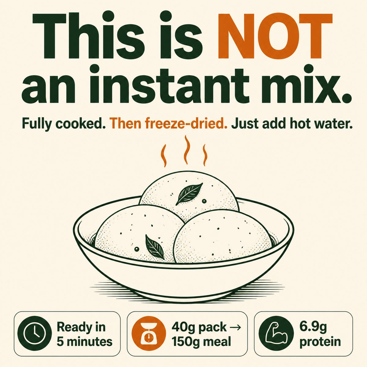 Instant Quinoa Idli Sambar – Ready in 5 Min | Freeze-Dried, 6.9g Protein