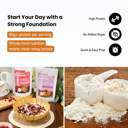 Unflavored Whey Isolate & Raw Cacao Cluster Breakfast Combo | 50g Protein | Zero Sugar