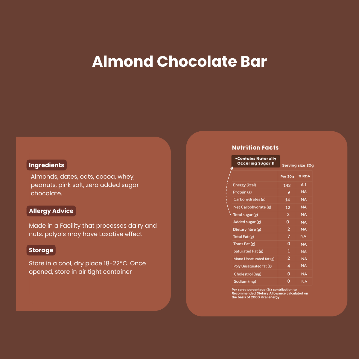 Almond Chocolate Bar | Sugar-Free | High Protein & Keto Friendly