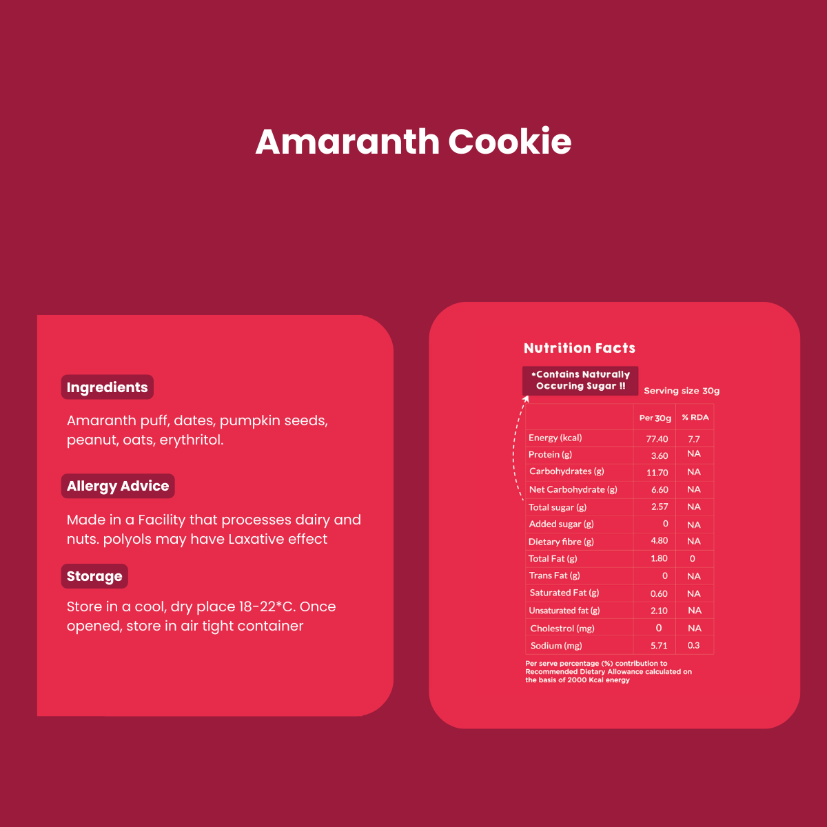 Amaranth Cookies | High Protein | Keto & Diabetes Friendly