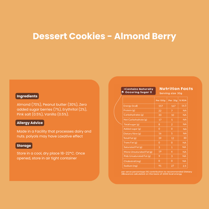 Dessert Cookies | Almond Berry | High-Protein, No Added Sugar