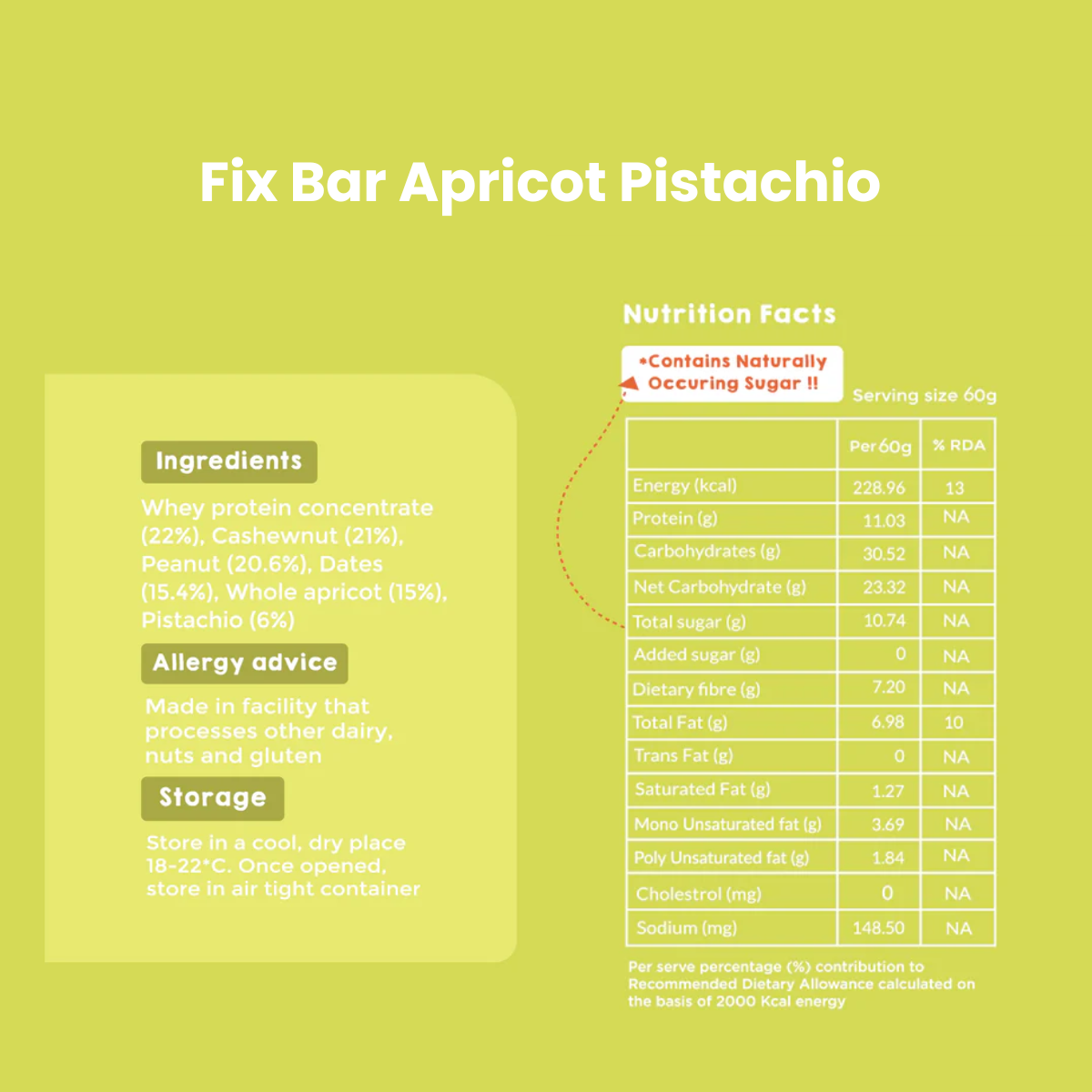 Fix Bar | Apricot Pistachio | High-Protein, No Added Sugar