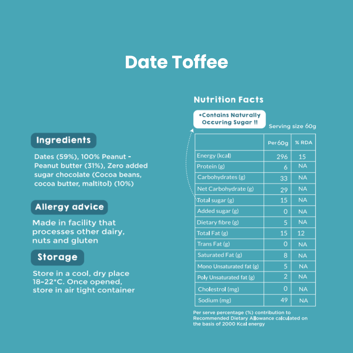 Date Toffee | Zero Sugar | Pre-Workout Energy