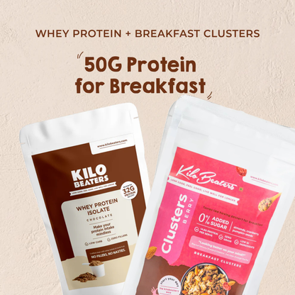 Chocolate Whey Isolate & Berry Cluster Breakfast Combo | 50g Protein | Zero Sugar