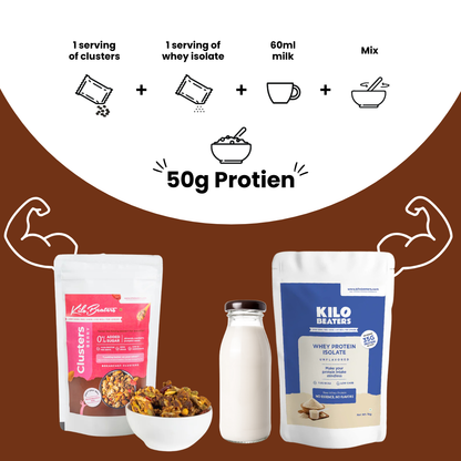 Unflavored Whey Isolate & Berry Cluster Breakfast Combo | 50g Protein | Zero Sugar