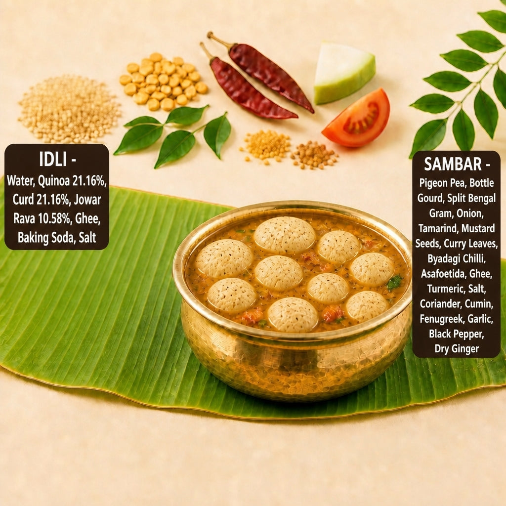 Instant Quinoa Idli Sambar – Ready in 5 Min | Freeze-Dried, 6.9g Protein