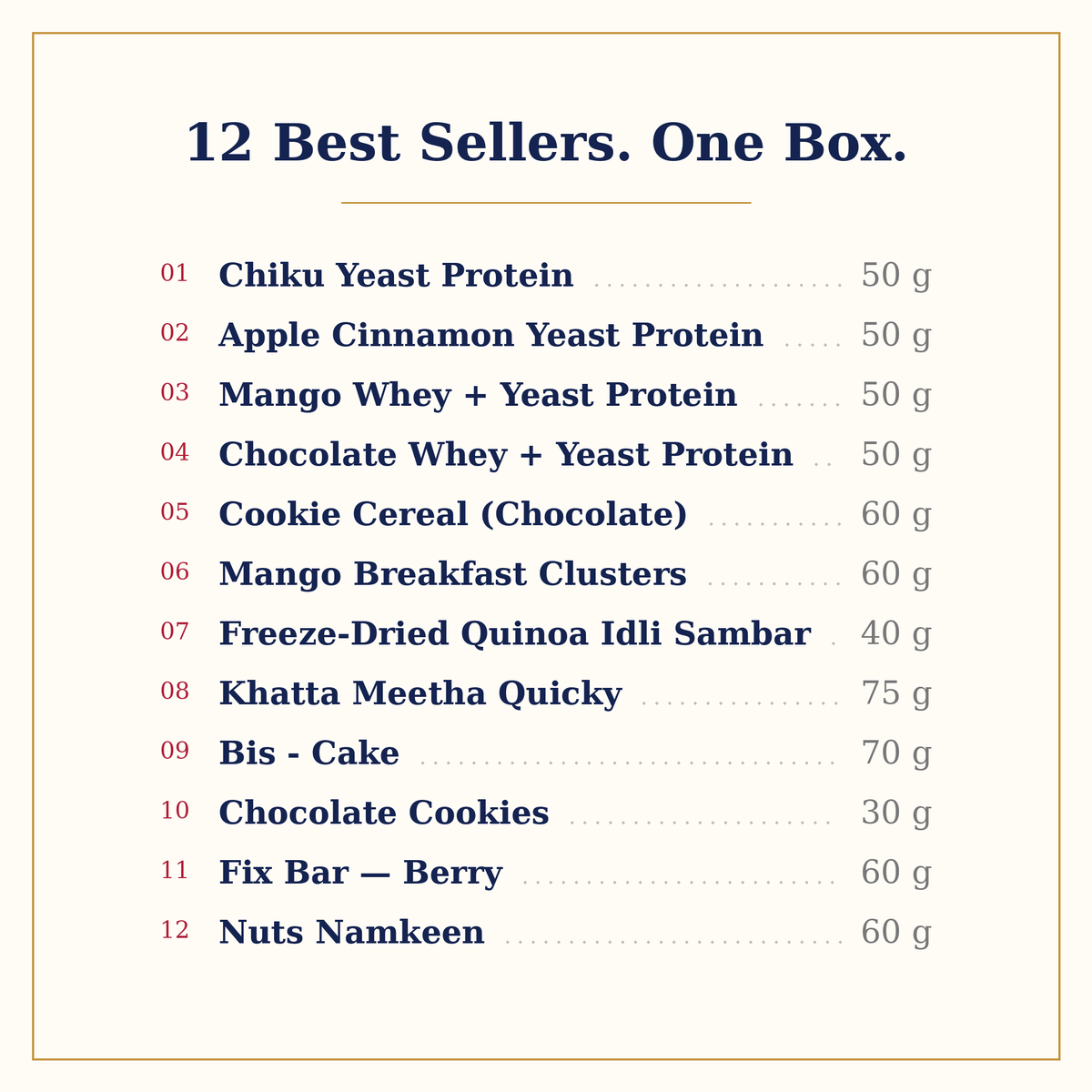 Try-It-All Hamper — 12 Bestsellers, Single Packs | Fresh-Start by Kilobeaters