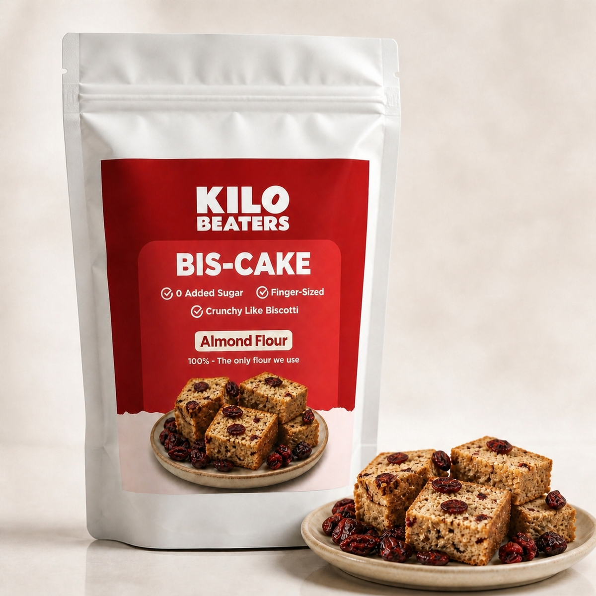 Kilobeaters Bis-Cake — Almond Flour Cake Bites with Cranberry | Zero Added Sugar, 70 g
