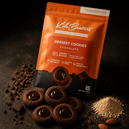 Kilobeaters Dessert Cookies — Chocolate | 7g Protein, 0% Added Sugar | Gluten-Free, Vegan